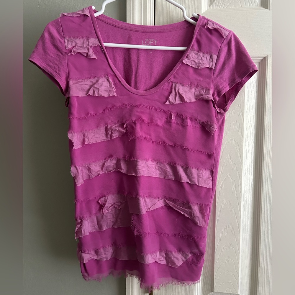 LOFT Women's Short Sleeve Magenta Top